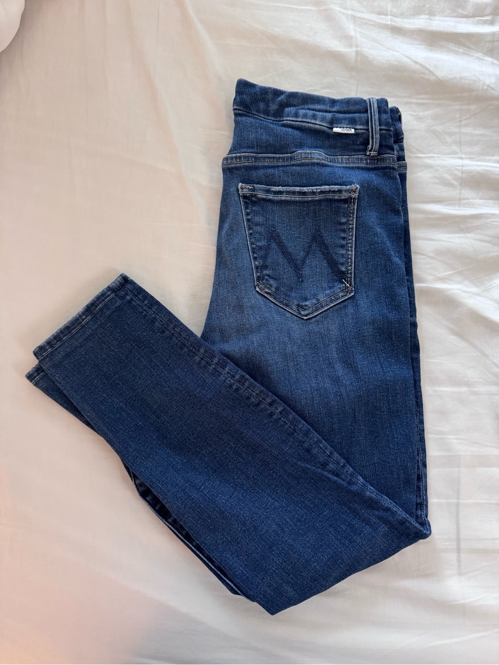 Mother High-Rise Skinny Jeans in Dark Blue